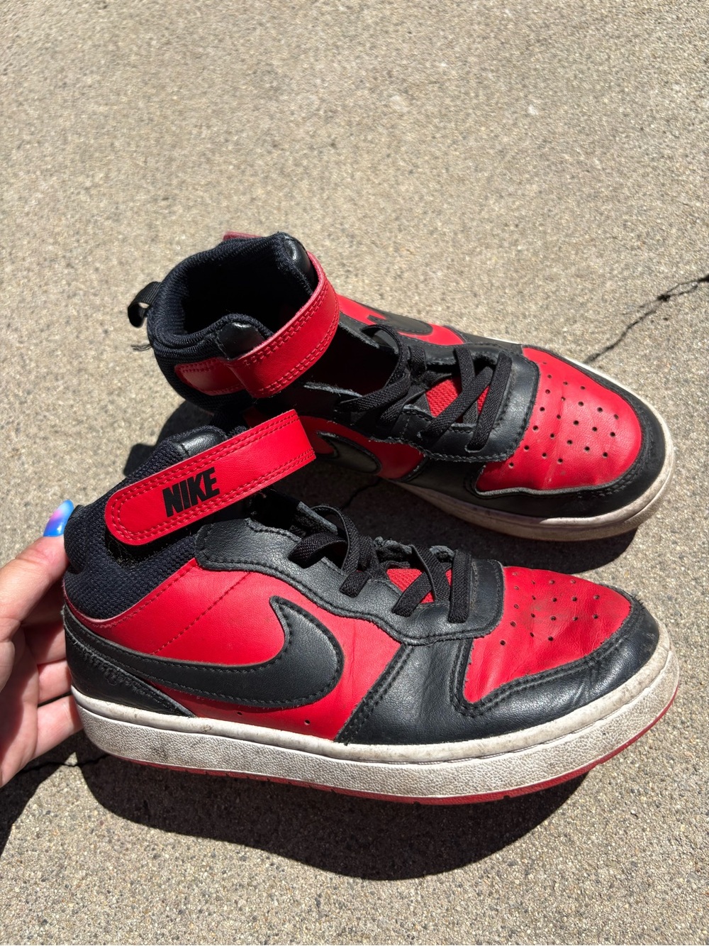 Nike Kids Red and Black High-Top Sneakers